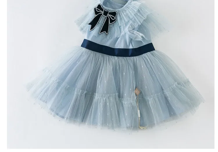 fashion baby girl skirt DB13090 dave bella summer baby girl's princess bow solid mesh dress children party fashion dress kids infant lolita clothes baby girl skirt clothes