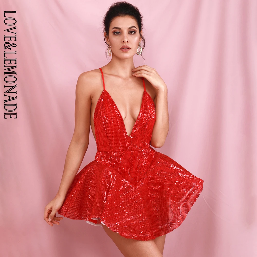 red sequin playsuit