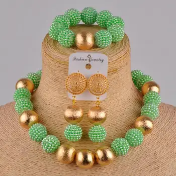 

Majalia African Fashion Wedding Jewelry Nigerian Wedding Jewelry Set pale green African Bead Jewelry Sets js-9