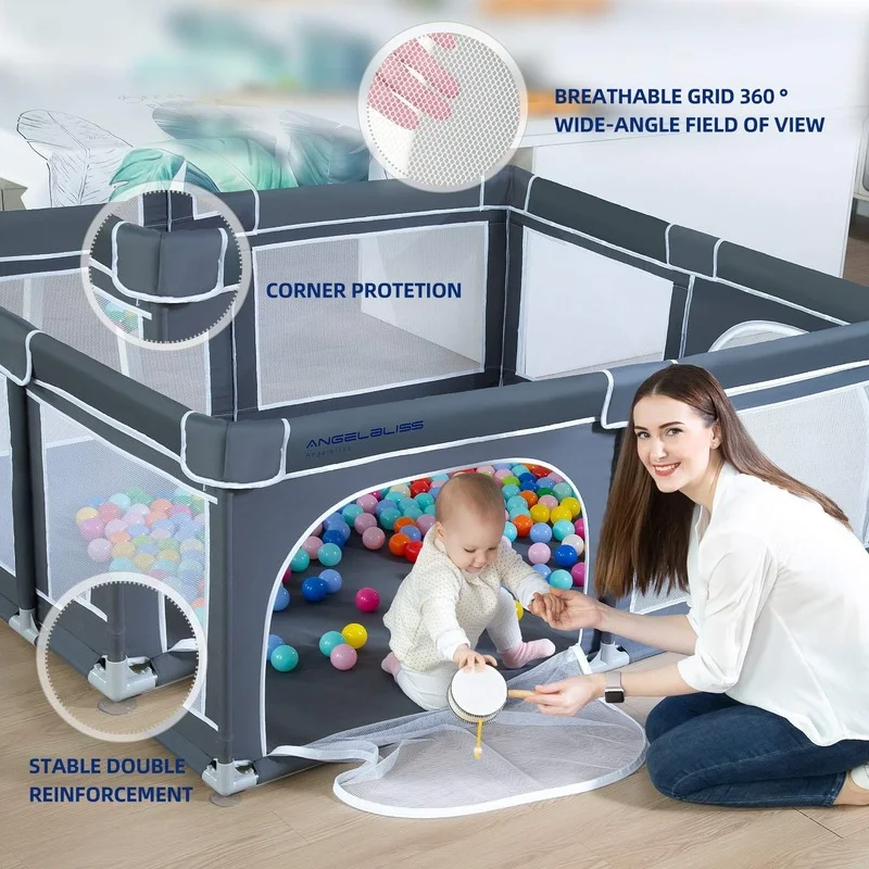Baby Toddler Playpens Indoor and Outdoor Children's Activity Centers with Non-slip Bases Rugged and Breathable Mesh