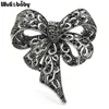 Wuli & baby – broche à nœud papillon avec strass bleu, pour femme, en métal, fleur, mariage, fête, bureau, cadeau ► Photo 3/6