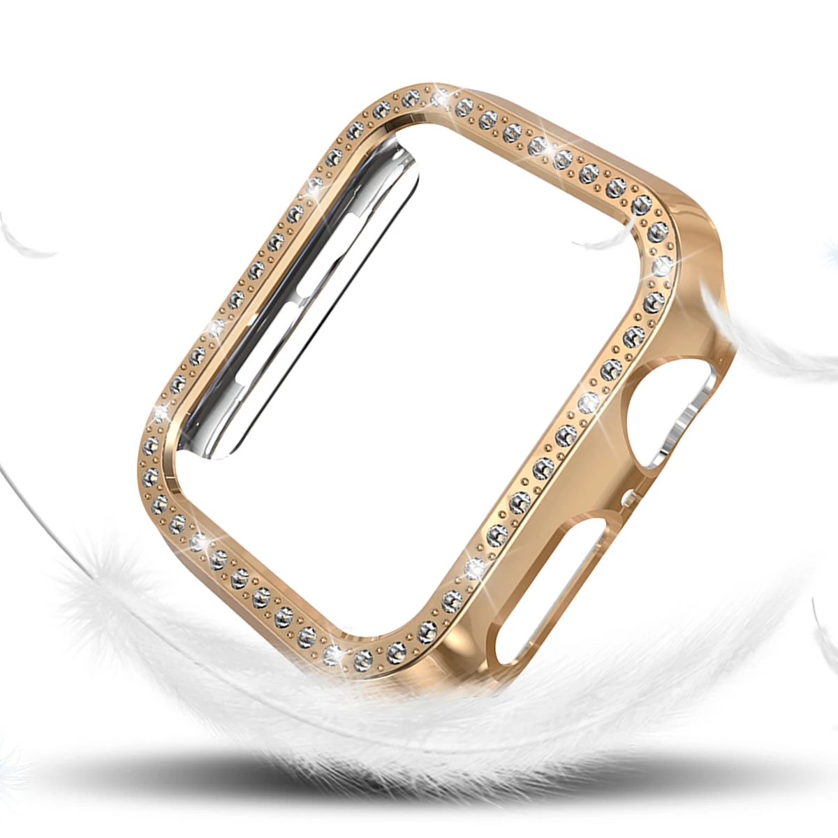 Бампер для Apple Watch, 44 мм, 40 мм, серия 5 шт., Алмазный чехол, тонкий чехол для iWatch 4, защитная крышка, пластиковая рамка, 40, 44 мм - Цвет: Розовое золото