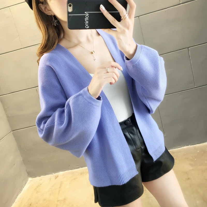 

12025 (room 6, row 7, row 4) Short-style knitted sweater, bat sleeve cardigan jacket 42