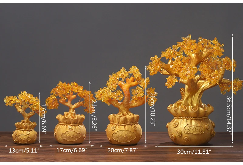 Фэншуй кристалл счастливое дерево предмет интерьера, украшение золотой слиток Миниатюрная модель открытие украшения Аксессуары свадебные подарки