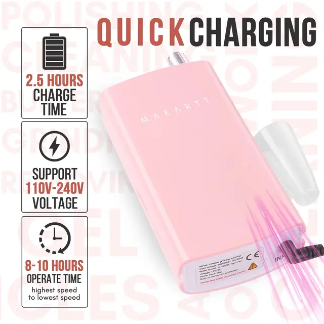 Alternative view of MALORY 30000RPM Nail Drill: Rechargeable, Portable, Electric E File