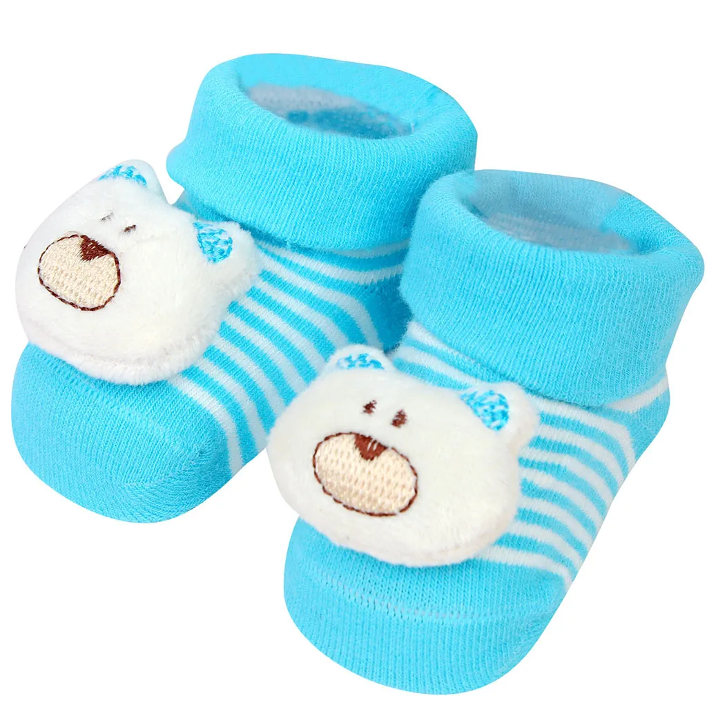 MUQGEW, новинка, зимние носки для детей, носки-тапочки для новорожденных мальчиков и девочек с милыми мультяшными глазами нескользящие носки-тапочки для малышей - Цвет: Blue