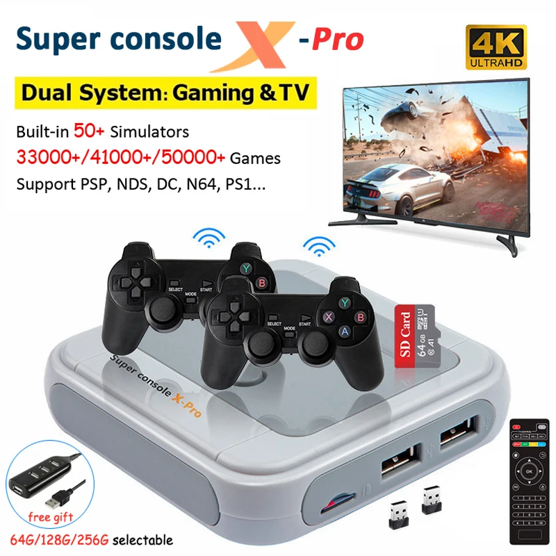 Супер консоль X Pro видео игровые консоли Мини ТВ Ретро игровой плеер с 2 4G