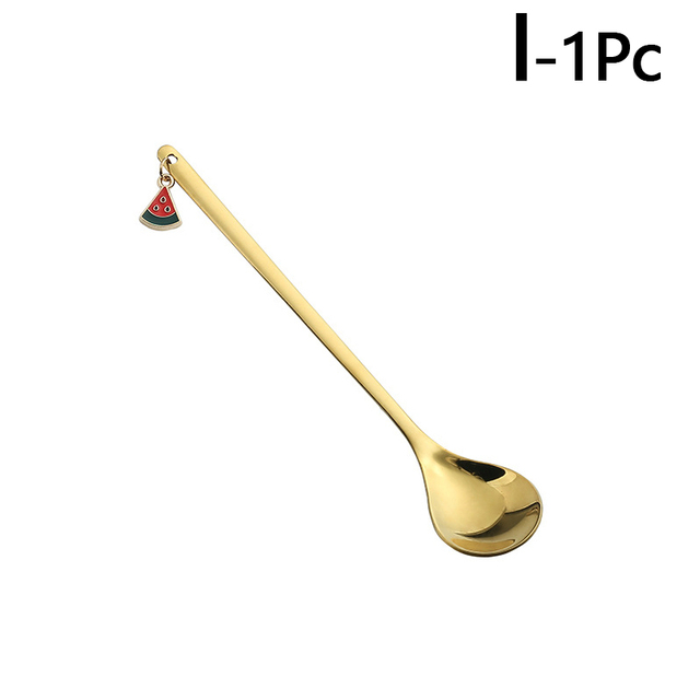 Fruit Pendant Coffee Spoons Teaspoon Mixing Stirring Dessert Spoon Table Decor Christmas Party Gift Kitchen Tool
