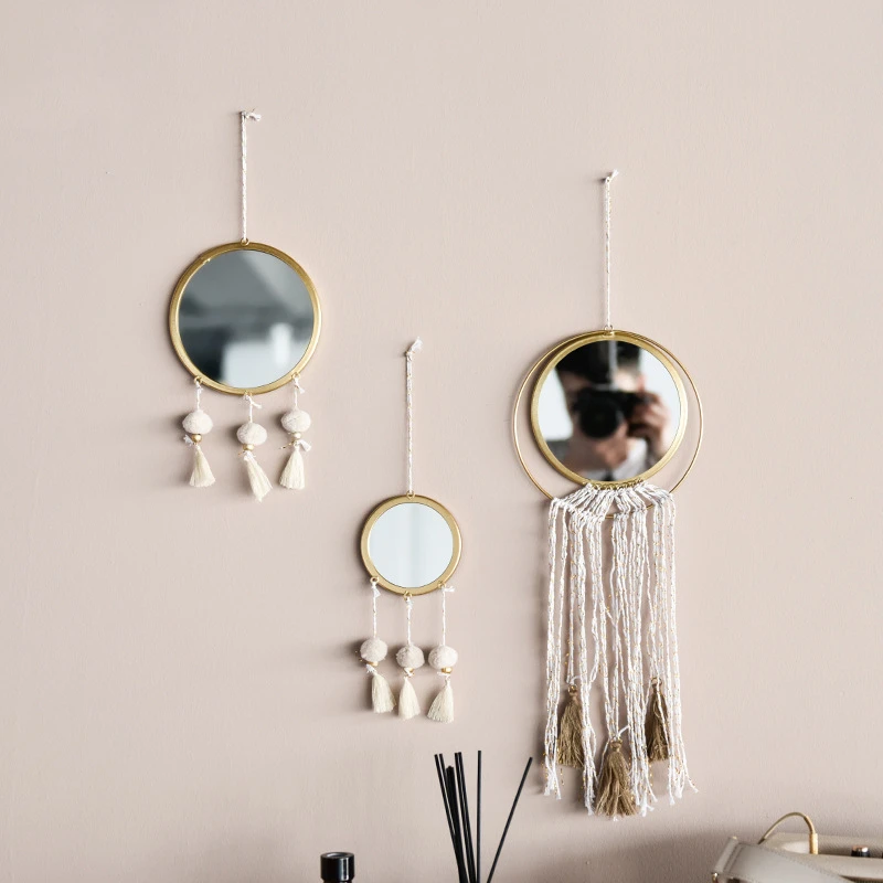Модное Золотое декоративное зеркало креативное простое подвесное настенное зеркало для спальни для макияжа многофункциональное украшение для гостиной