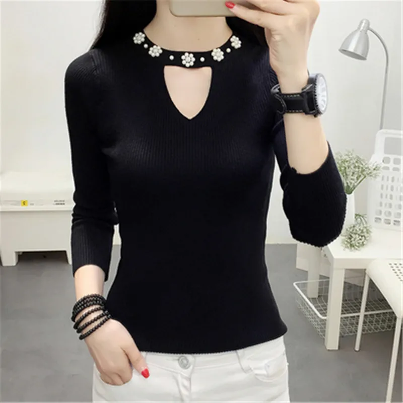 

Autumn and winter Korean version of the new pullover sweater Slim slimming knit sweater Women's tops Crew neck bottoming shirt