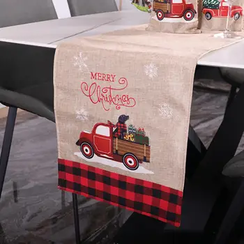 

Car Tree Flower Tablecloth Dinner Table Runner Cover for Christmas Xmas, Dining, Wedding, Holiday Parties Decor 13x71 inch