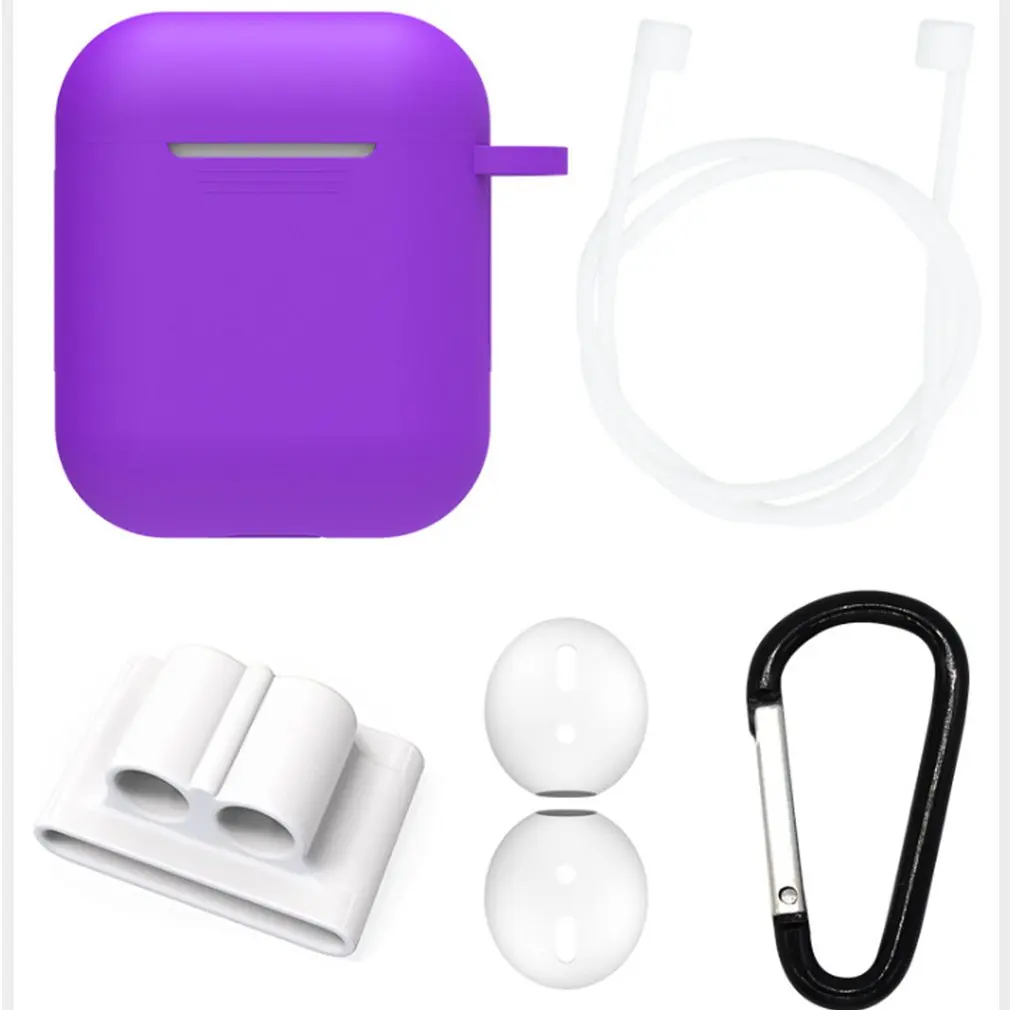 Серый Мягкий силиконовый чехол для Airpods противоударный защитный чехол для наушников Водонепроницаемый Анти-потеря ремешок для гарнитуры аксессуары - Цвет: Серый
