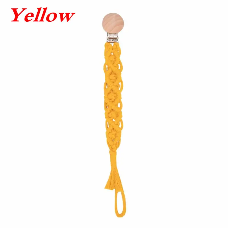 Yellow Детские винтажные вязаные крючком хлопковые соски, клипсы, цепочка для детской соски, зажимы, держатель, анти-потеря цепи, Прорезыватель зубов, пустышка - Цвет: Yellow