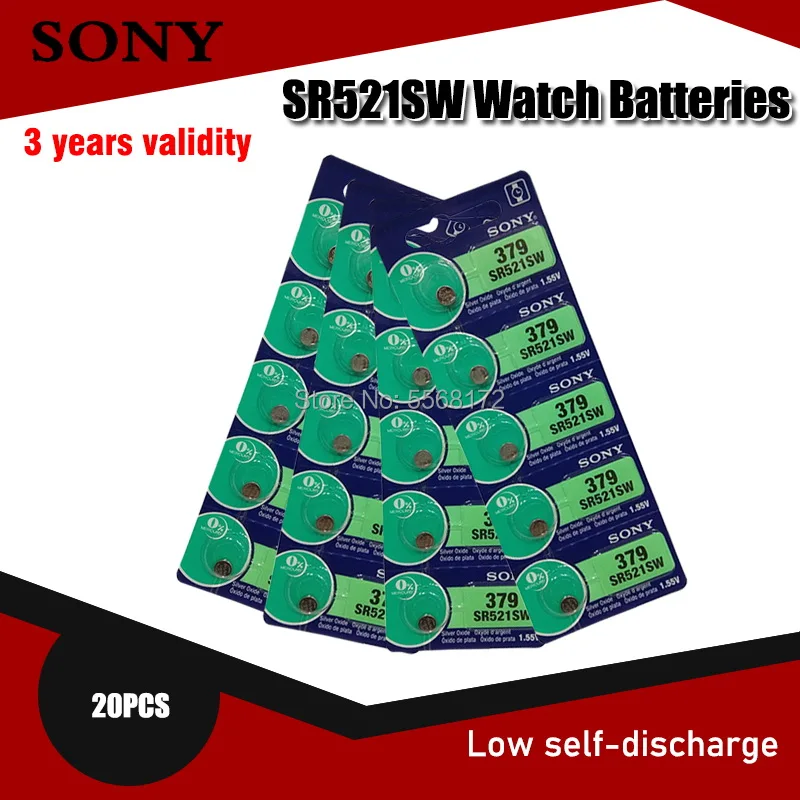 Аккумулятор для часов Sony Watch 1 55 в 379 SR521SW D379 V379 AG0 20 шт. | Электроника