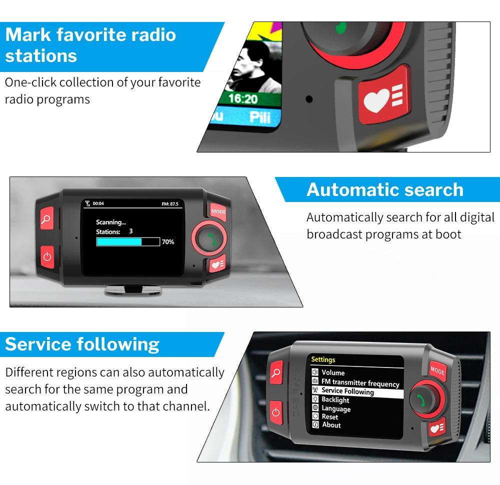 Deelife DAB DAB+ Car Radio Tuner Digital Audio Broadcasting Receiver with AUX Adapter FM Transmitter Handsfree Bluetooth Car Kit