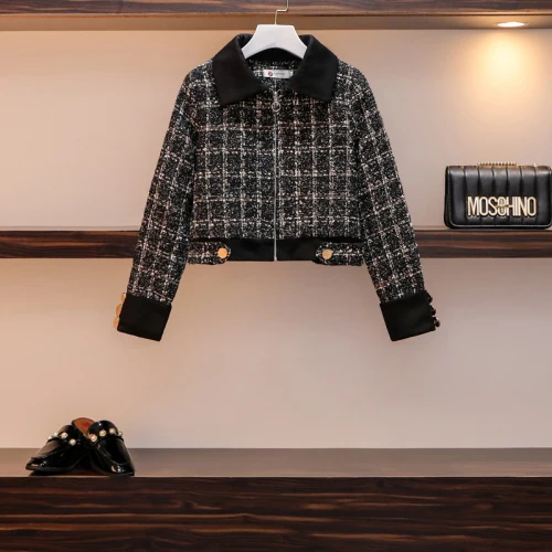 black jacket Разноцветные твидовые Лоскутные Комбинезоны, Сетчатое платье, комплект из 2 предметов, весна, женские короткие куртки и клетчатые милые платья в стиле преппи - Цвет: black jacket