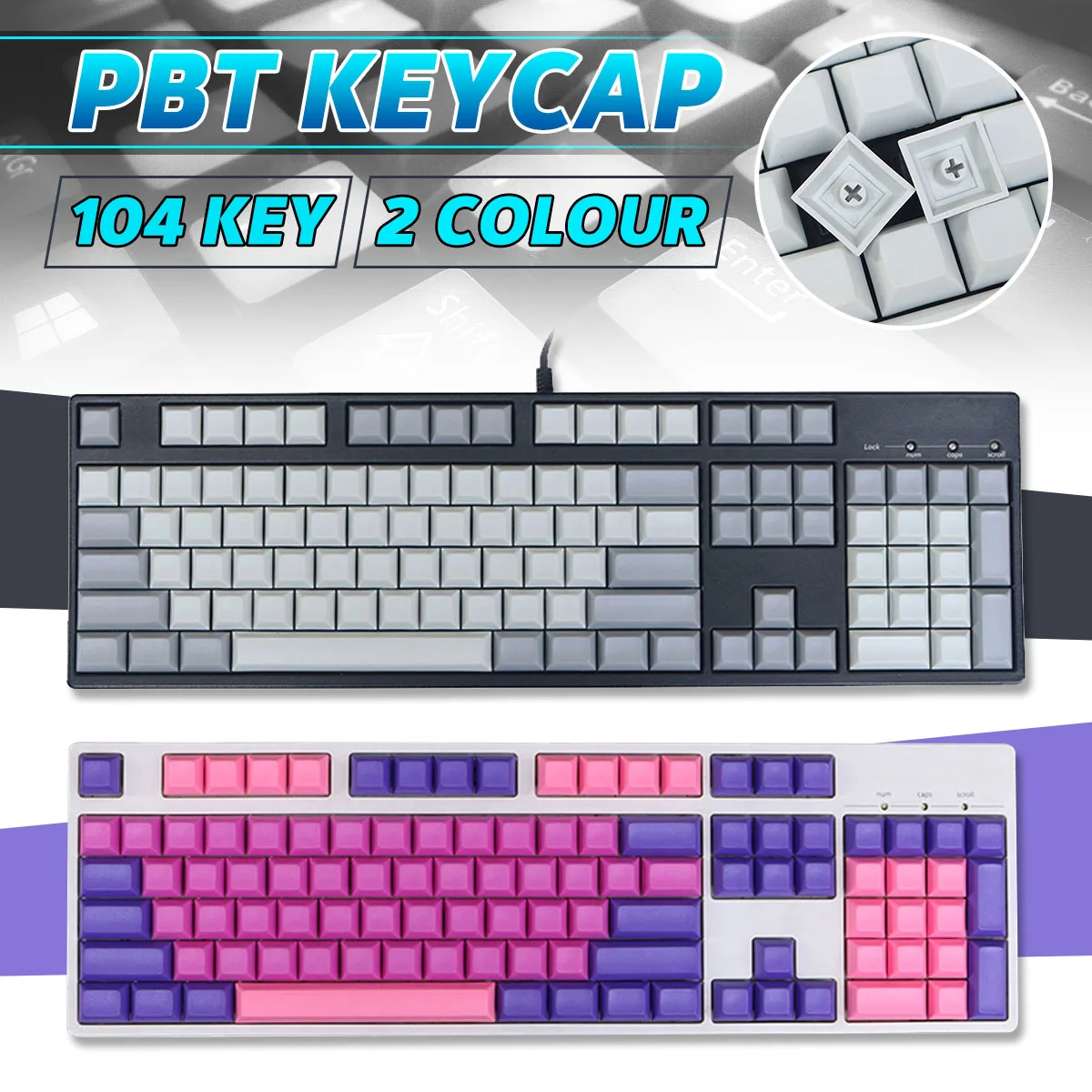104 ключей PBT пустые колпачки для ключей DSA профиль Чехлы для клавиш Набор для механической клавиатуры для игр механическая клавиатура