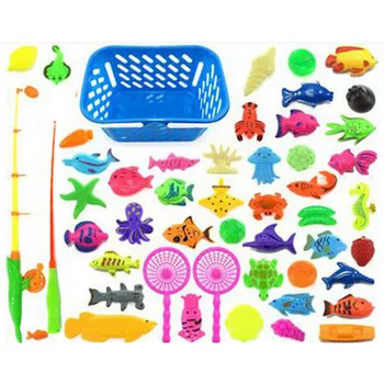 

Creative 40pcs/50pcs/Set New Fish Pond Game Magnetic Fishing Pole Rod 3D Fish Model Baby Bath Toys Outdoor Fun Kids Toy