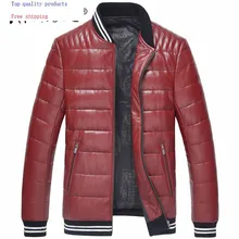Кожаная куртка зимняя мужская куртка-пуховик из овчины корейская мода бейсбольные куртки Veste Homme 15Z1507 YY294