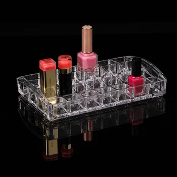 

26 Slots Clear Acrylic Cosmetic Makeup Organizer Transparent for Lipstick Nail Polish Small Bottles Display Rack Holder