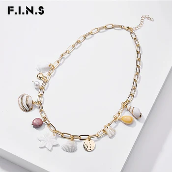 

F.I.N.S 2020 Summer New Shell Conch Pearl Scallop Statement Necklace Seaside Charm Bohemia Vocation Jewelry Chain Link Necklaces