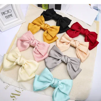 

Big Bow Knot Hair Clips for Women Girls Solid Color Satin Two Layer Butterfly Bow Hairpin Elegant Bowknot Hair Accessories