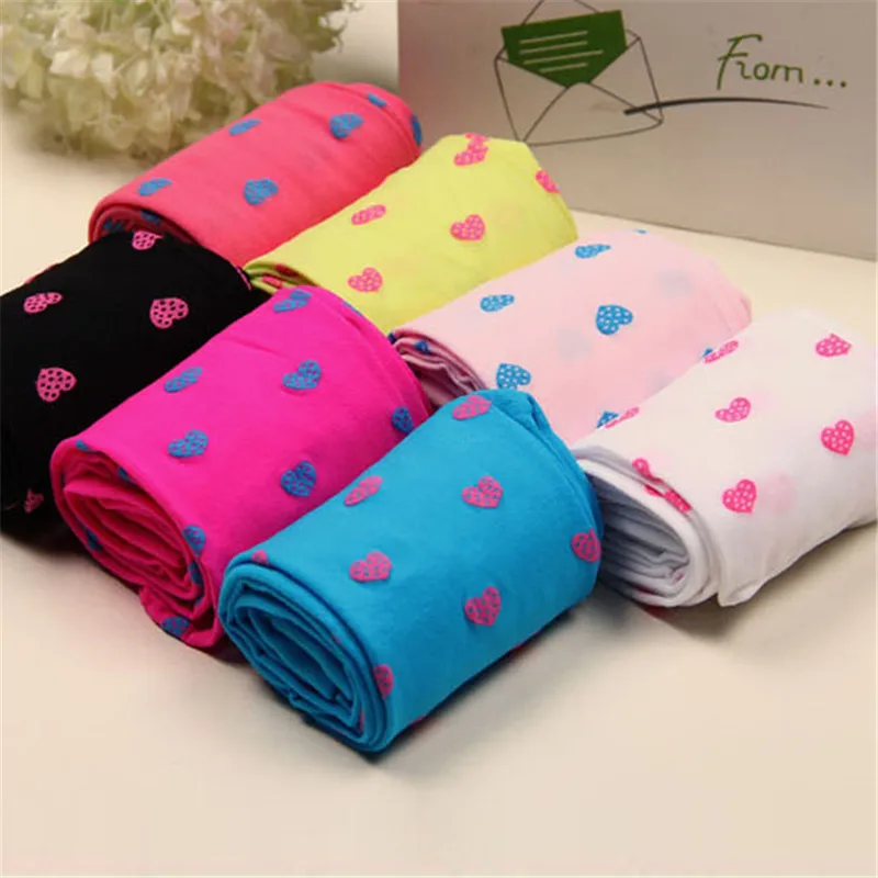 Kids Pantyhose Toddler Tights Kids Leggings Girl Heart Printed Velvet Stockings