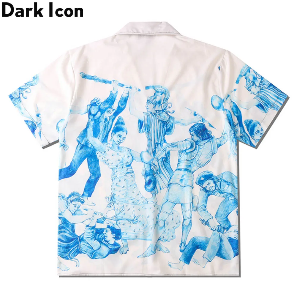 Dark Icon Printed Hawaiian Shirt Men Summer Vintage Polo Shirt Street Fashion Men's Shirts Short Sleeve