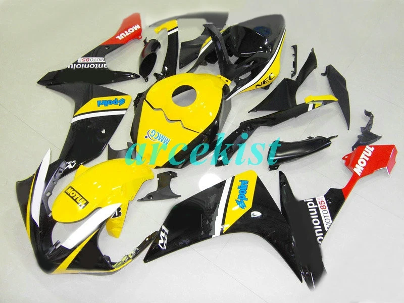 4 подарки ABS прессформы Мотоцикл Обтекатели подходит для Yamaha YZF-1000-R1 2007 2008 07 08 обтекатель кузова набор на заказ желтый черный