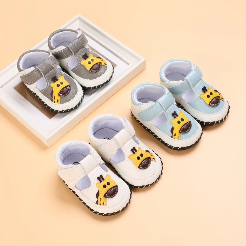 NEWBORN BABY Shoes Boys And Girls Cute Giraffe PU non-slip Toddler Shoes First Walkers Moccasin Shoes