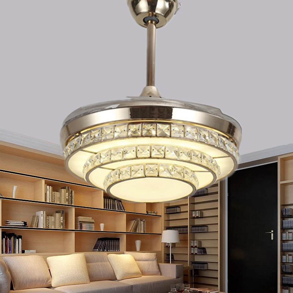 Современный 42 дюймовый светодиодный пульт дистанционного управления Невидимый потолочный вентилятор лампа три цвета переменный свет спальня гостиная декоративные лампы