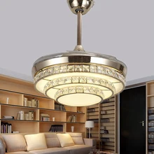 Современный 42 дюймовый светодиодный пульт дистанционного управления Невидимый потолочный вентилятор лампа три цвета переменный свет спальня гостиная декоративные лампы