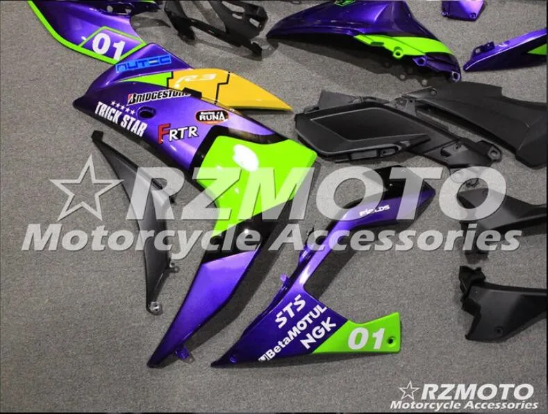 4 подарки ABS литьевая форма мотоцикл Обтекатели подходит для YAMAHA R3 R25- 15-19 Кузов Набор на заказ фиолетовый желтый зеленый