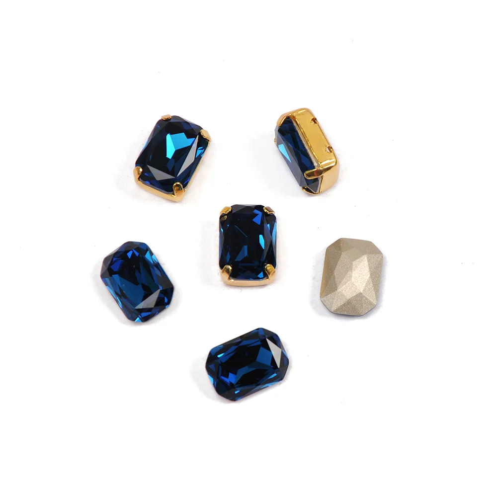 Stone With Gold Стразы шьют Монтана, стразы с установкой когтей, серебро, золото, сзади, необычный камень с металлическим когтем, с отверстиями для украшения для одежды - Цвет: Stone With Gold