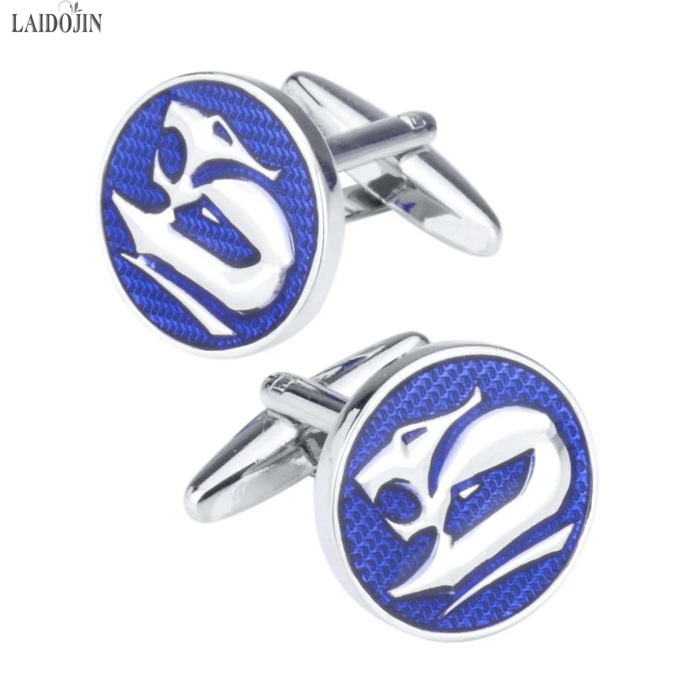 

LAIDOJIN Novelty Fox Cufflinks for Mens Shirt Brand Cuff links High Quality Round Blue Enamel Cuff nails Wedding Gift Gemelos