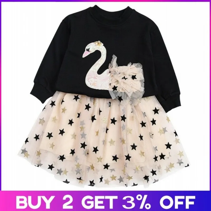 Г. Осеннее платье для девочек платье принцессы платья с длинными рукавами для девочек топ-пуловер+ платье-пачка Повседневный Детский костюм повседневный костюм из 2 предметов