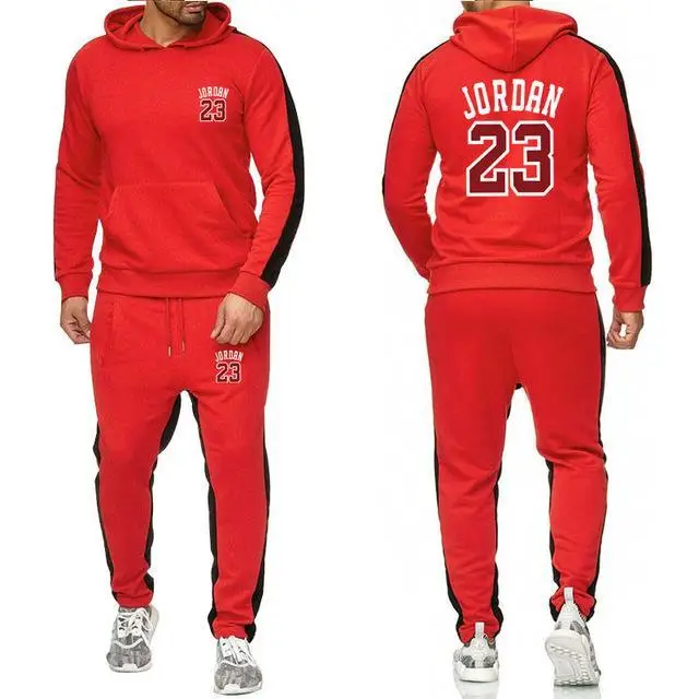 2 Новинка, брендовый спортивный костюм, модный JORDAN 23, мужская спортивная одежда, комплект из двух предметов, хлопок, флис, Толстая Толстовка с капюшоном+ штаны, спортивный костюм для мужчин - Цвет: 2