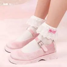 Японские милые кружевные хлопковые носки в стиле Лолиты с милым бантом; женские носки для студентов