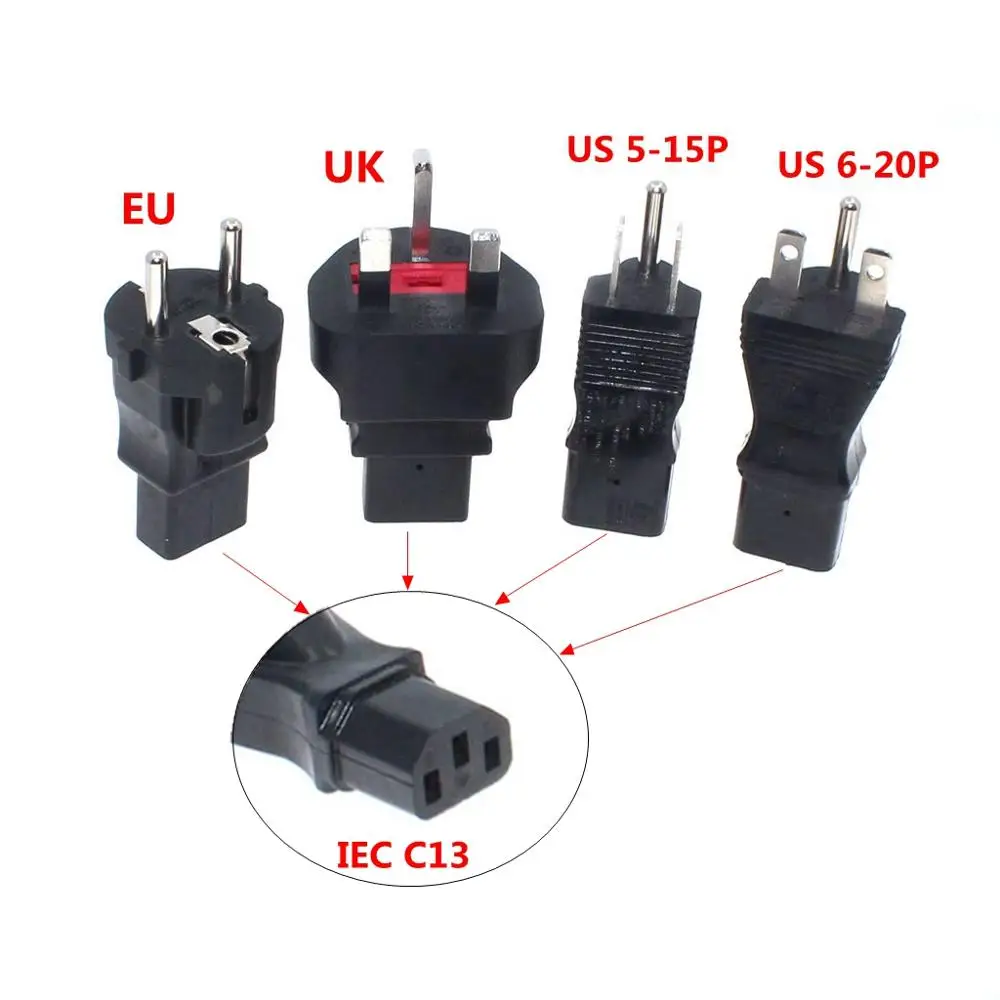 Преобразователь питания IEC320 C13 в ЕС/Великобританию/США 5 15P/6 20P адаптер