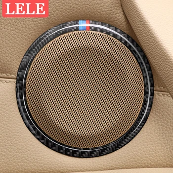 

Carbon Fiber Car door Speaker Decorative Circle Sticker Loudspeaker Trim Car Styling For BMW E90 320i 325i E84 X1 Accessories