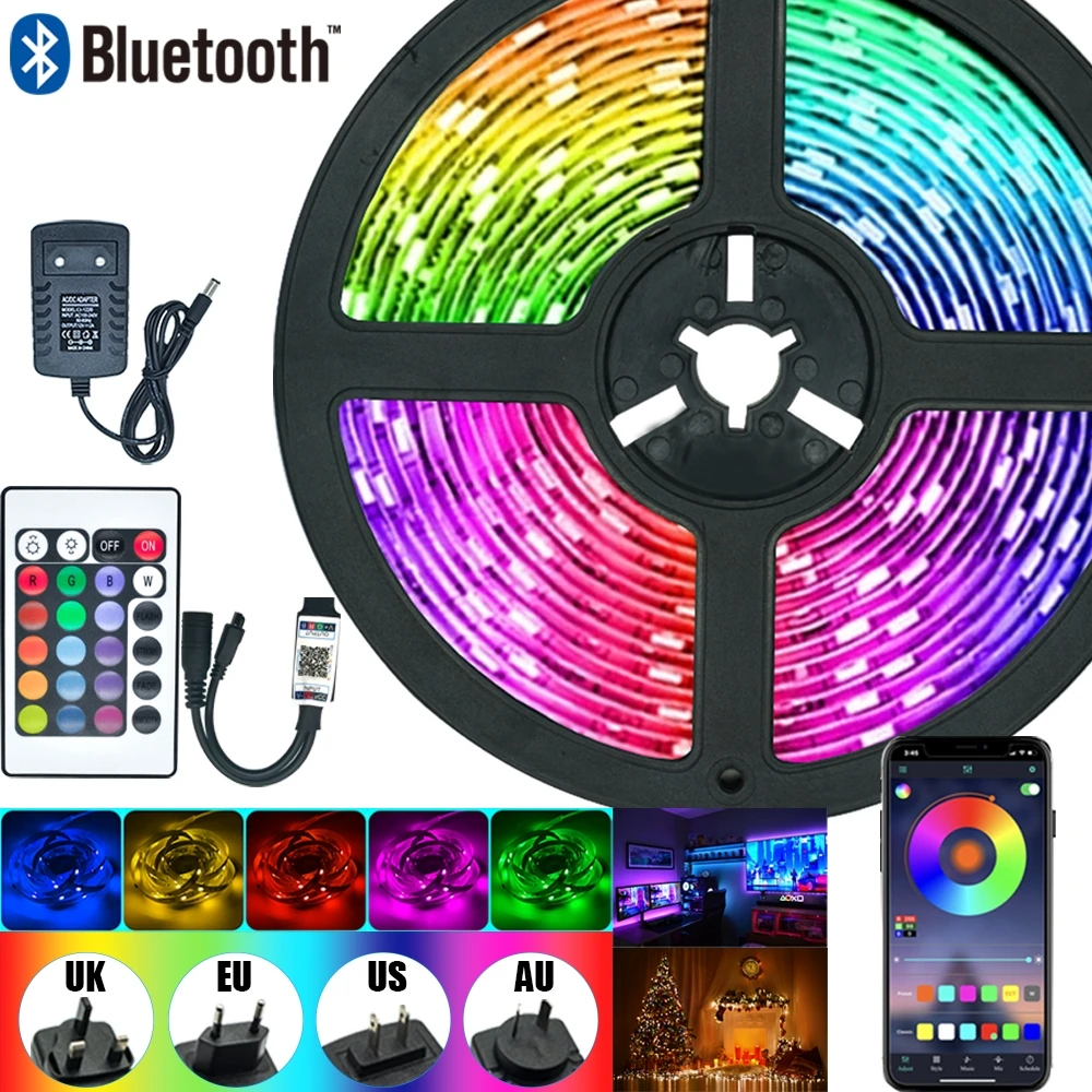 

LED Strips Lights Bluetooth RGB 5050 2835 Flexible Lamp Tape Ribbon With Diode DC 12V 5M 10M 32.8ft Christmas luces LED WIFI