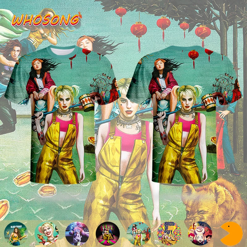 

Harley Quinn Tshirt WHOSONG 3D T shirt Short Sleeve Birds of Prey TOPS Men Round Collar Unisex 2020 New Arrival Super Hero Tees