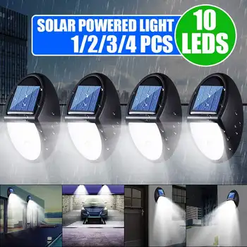 

1/2/4 Pcs 10 LED Solar Lamps Garden Path Security Outdoor Lighting Wall Street Light 600LM IP65 Waterproof PIR Motion Sensor