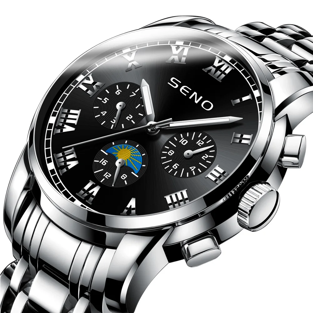 Watch Clock Waterproof Luminous Unique Mens Relogio New Steel Quartz Calendar Masculino