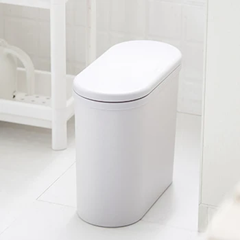 

BESTMultifunction 10L Plastic Narrow Type Trash Can Toilet Waste Bin Dustbin Trash Bin Basket Garbage Bucket Brush Bathroom Clea
