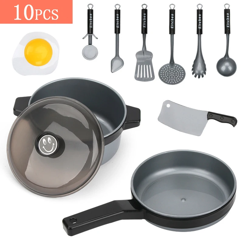 10pcs Новые детские мини-кухонные игрушки кухонная утварь котелок кастрюля для детей ролевые игровые комплекты для повара имитационная кухонная утварь игрушки для детей подарок - Цвет: 10pcs