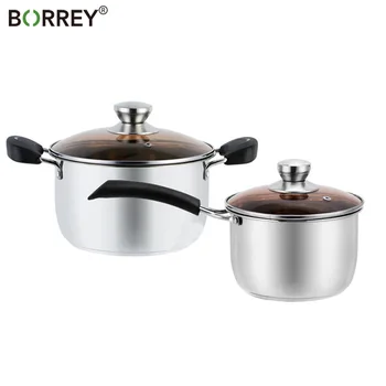 

BORREY Multifunctional Pot Stainless Steel Korean Soup Pot Breakfast Milk Pot Noodle Pan Non-stick General Use Kitchen Cookware