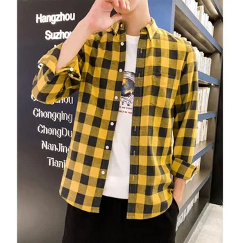 

MODA VELOCE Men Plaid Long Sleeve Shirt Slim Fit Shirts Casual Regular Fit Mens Casual Regular Cotton