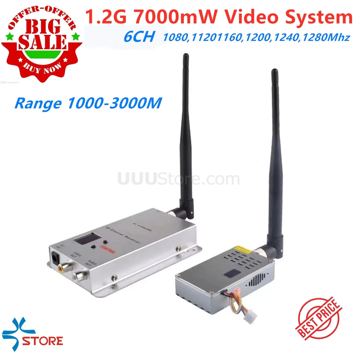 7W 6CH 1.2G Wireless cctv transceiver Video System for Audio Transmitter image transmission FPV transmitter Drone | Игрушки и хобби