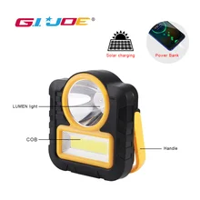 GIJOE светодиодный рабочий светильник, водонепроницаемый, 2000 лм, внешний аккумулятор, Солнечная портативная точечная лампа, 3 режима, cob, рабочий светильник, usb, перезаряжаемый пластиковый крючок